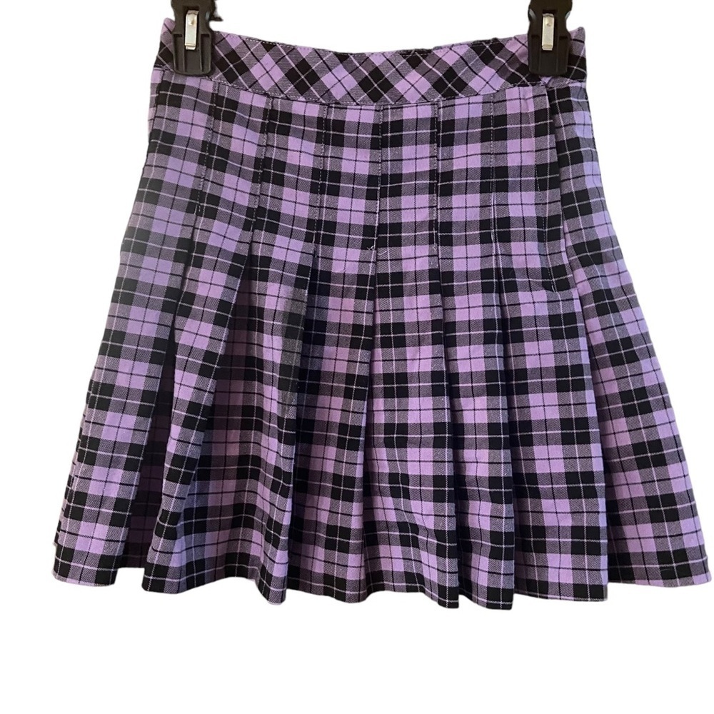 DIVIDED Purple & Black Plaid Y2K Pleated School Girl Skater Skirt Size 2